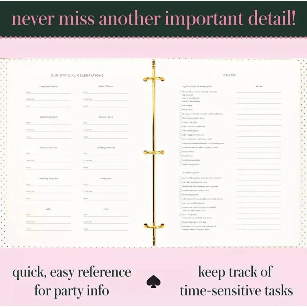 Kate Spade New York Bridal Planner It Started Out With a Kiss Wedding Planner